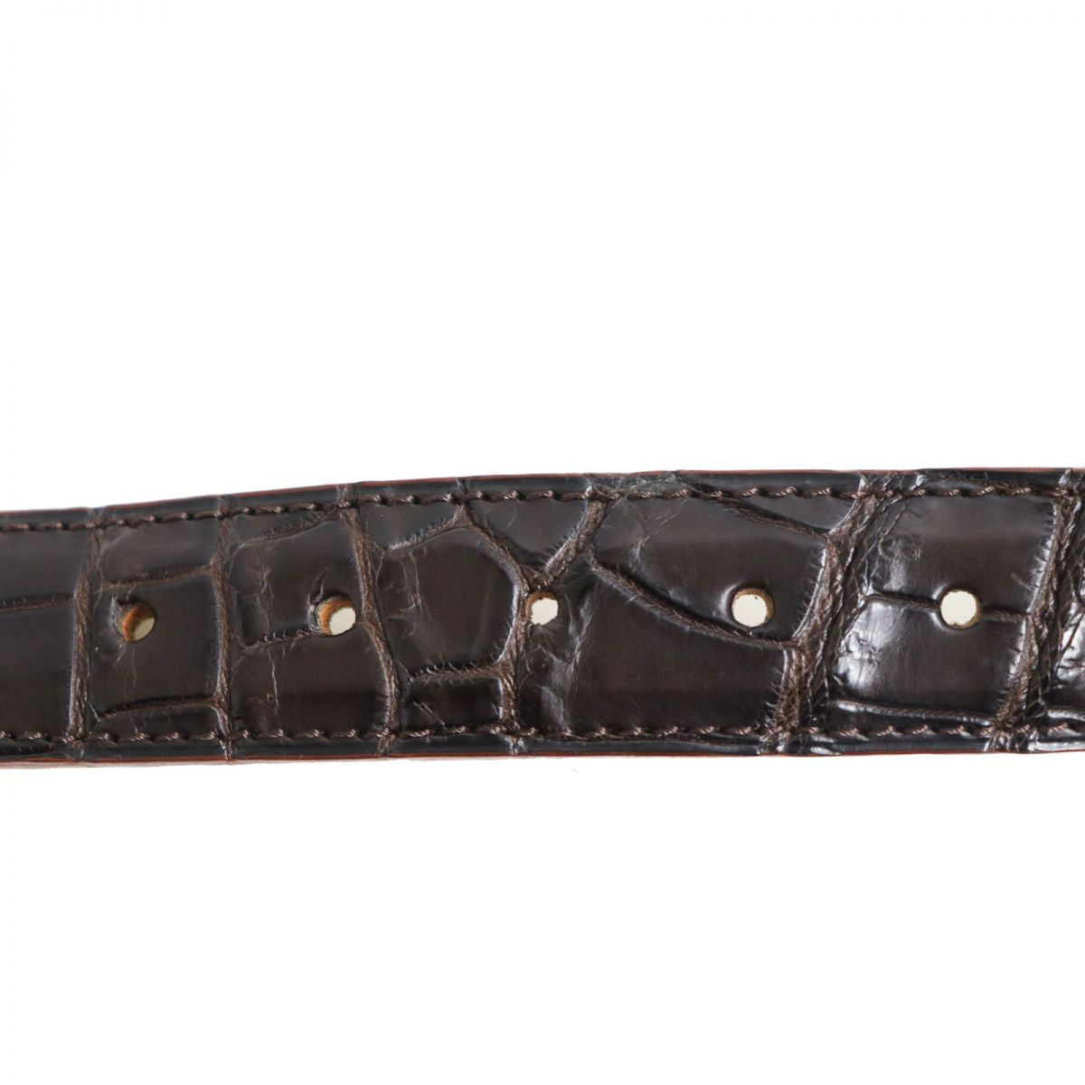 JOHN LOBB Crocodile Leather Pin Buckle Belt