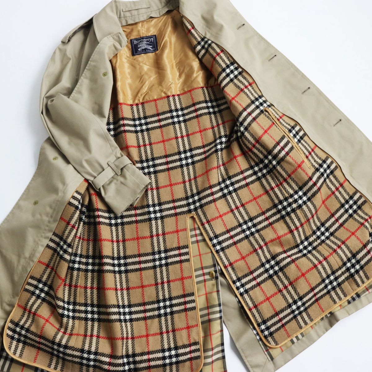 Burberry Vintage Nova Check Trench Coat, Beige, L