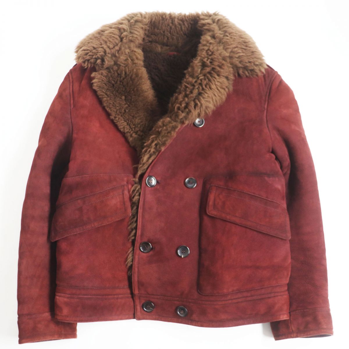 Gucci Shearling Leather Jacket Bordeaux Brown