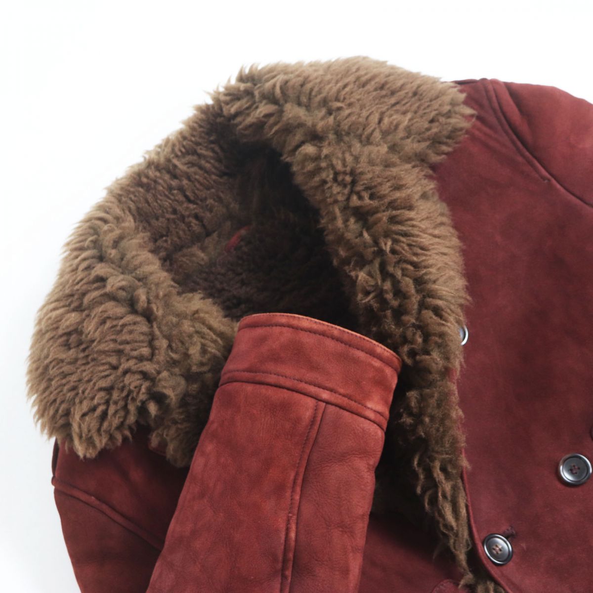 Gucci Shearling Leather Jacket Bordeaux Brown