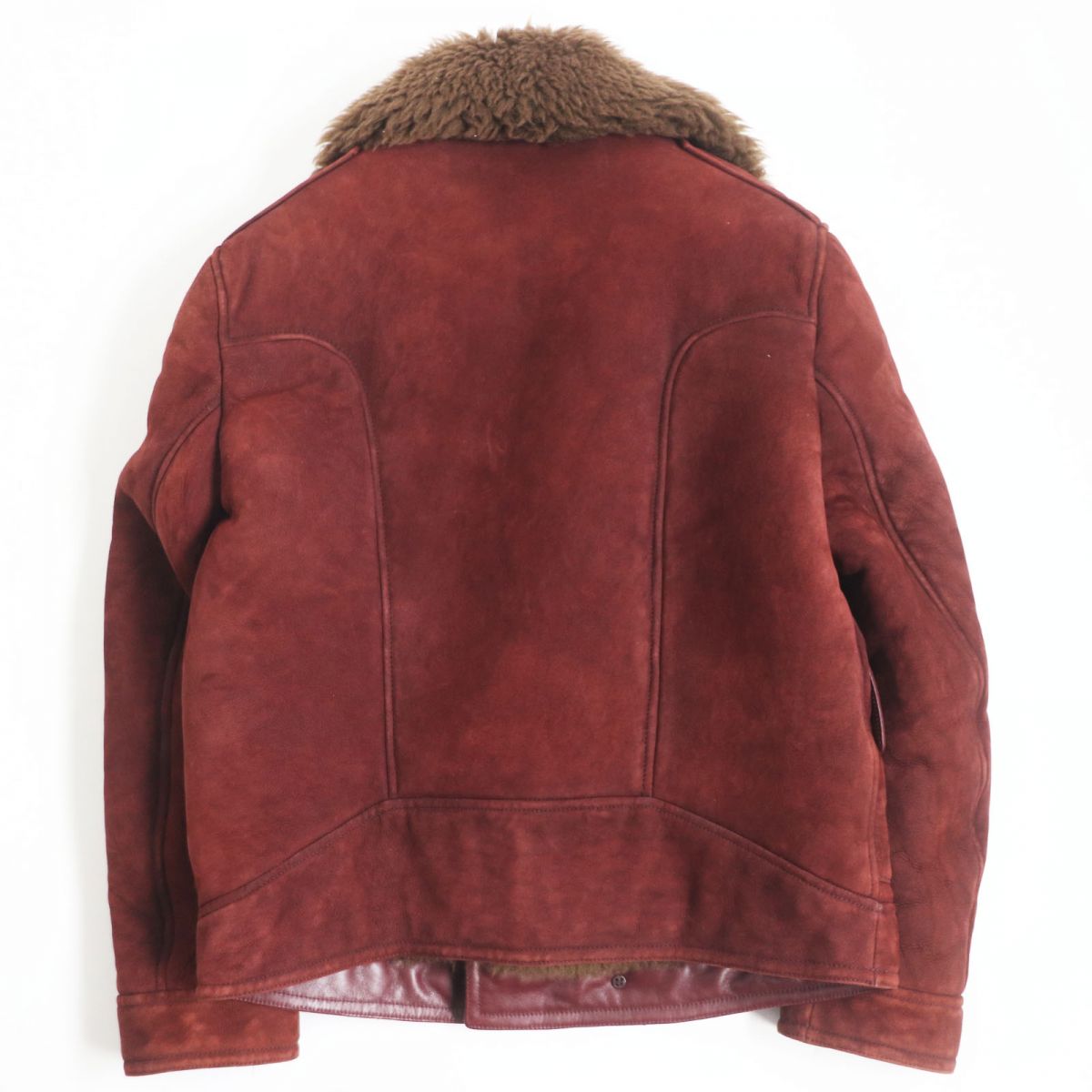 Gucci Shearling Leather Jacket Bordeaux Brown