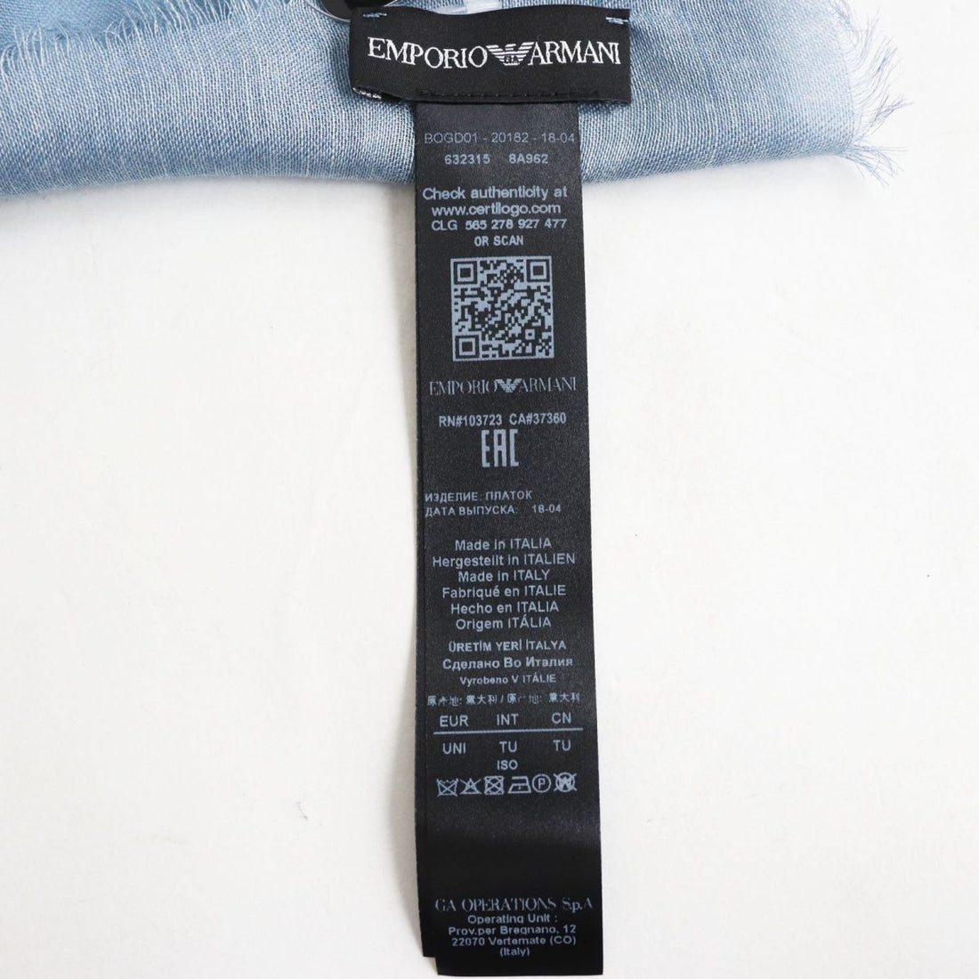 Emporio Armani Fringe Stole Scarf Blue