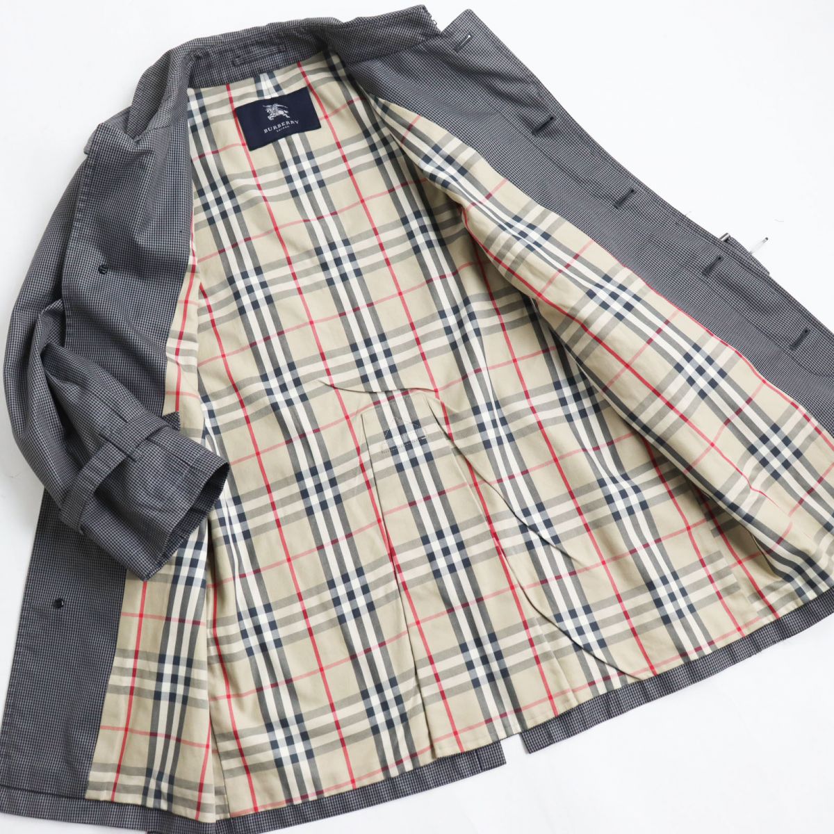 Burberry Houndstooth Belted Trench Coat Grey