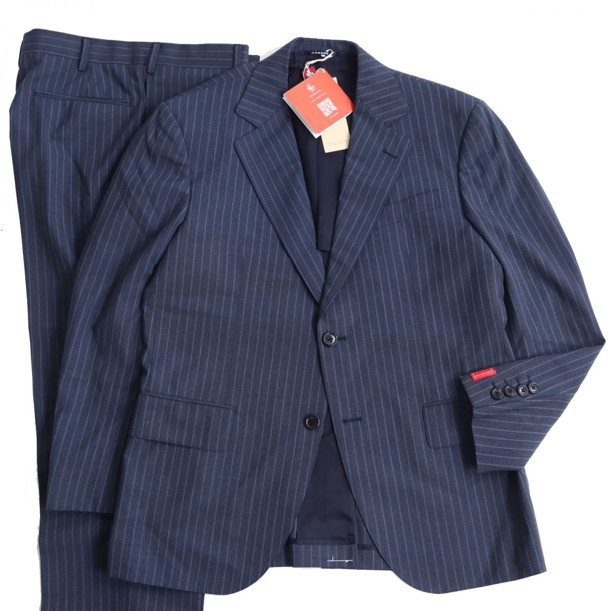 J.PRESS Wool Silk Striped Suit Navy 34L