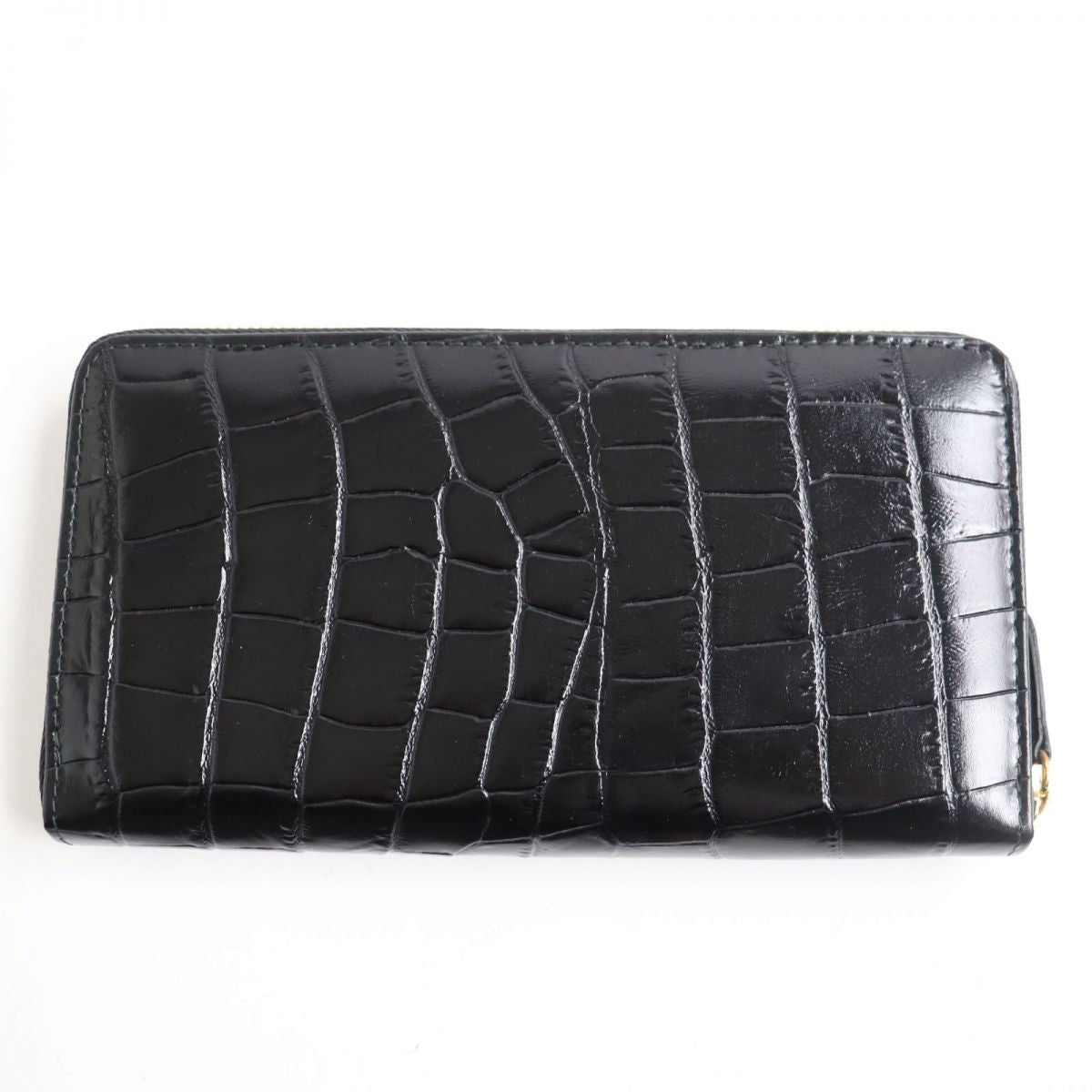 ETTINGER Leather Crocodile Embossed Zip Wallet