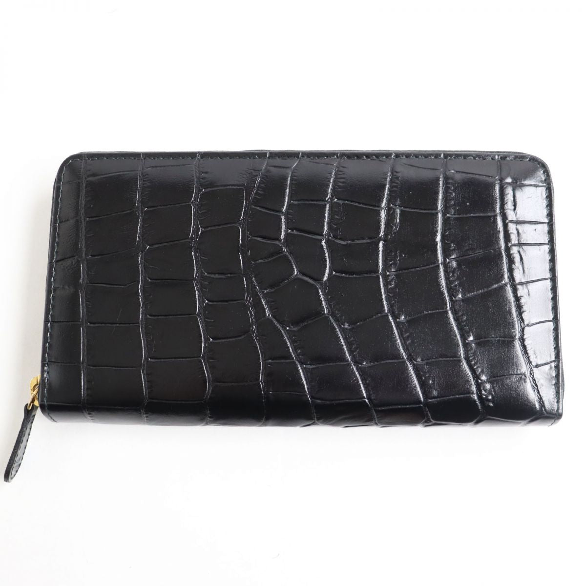 ETTINGER Leather Crocodile Embossed Zip Wallet