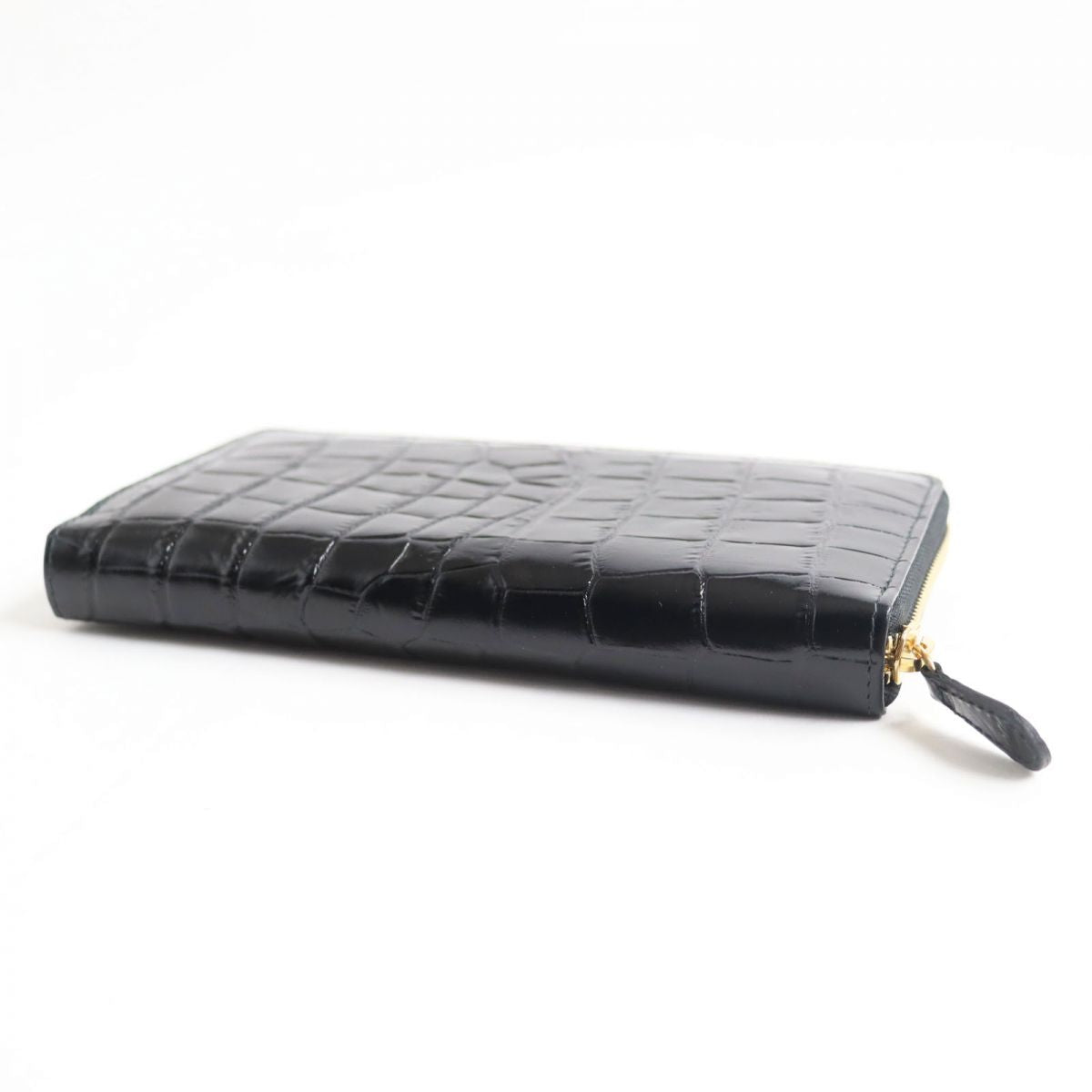 ETTINGER Leather Crocodile Embossed Zip Wallet