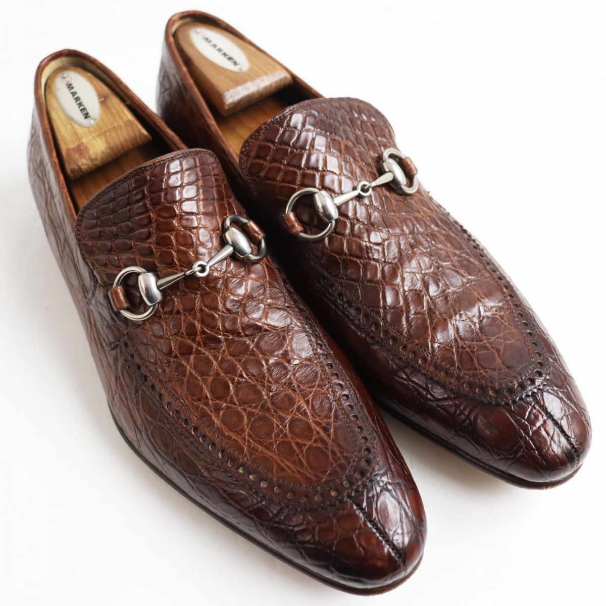 Gucci Crocodile Leather Horsebit Loafers Brown 7