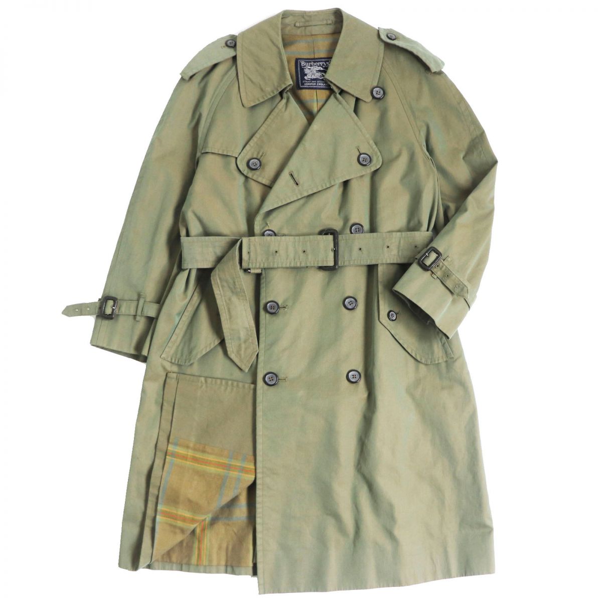 Burberry Vintage Check Trench Coat Khaki S Men's