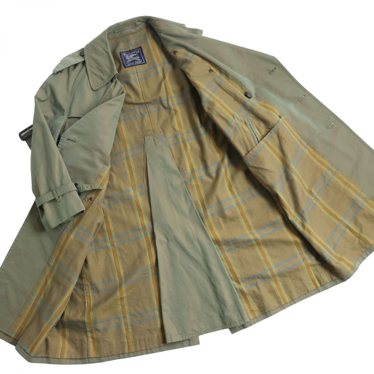 Burberry Vintage Check Trench Coat Khaki S Men's