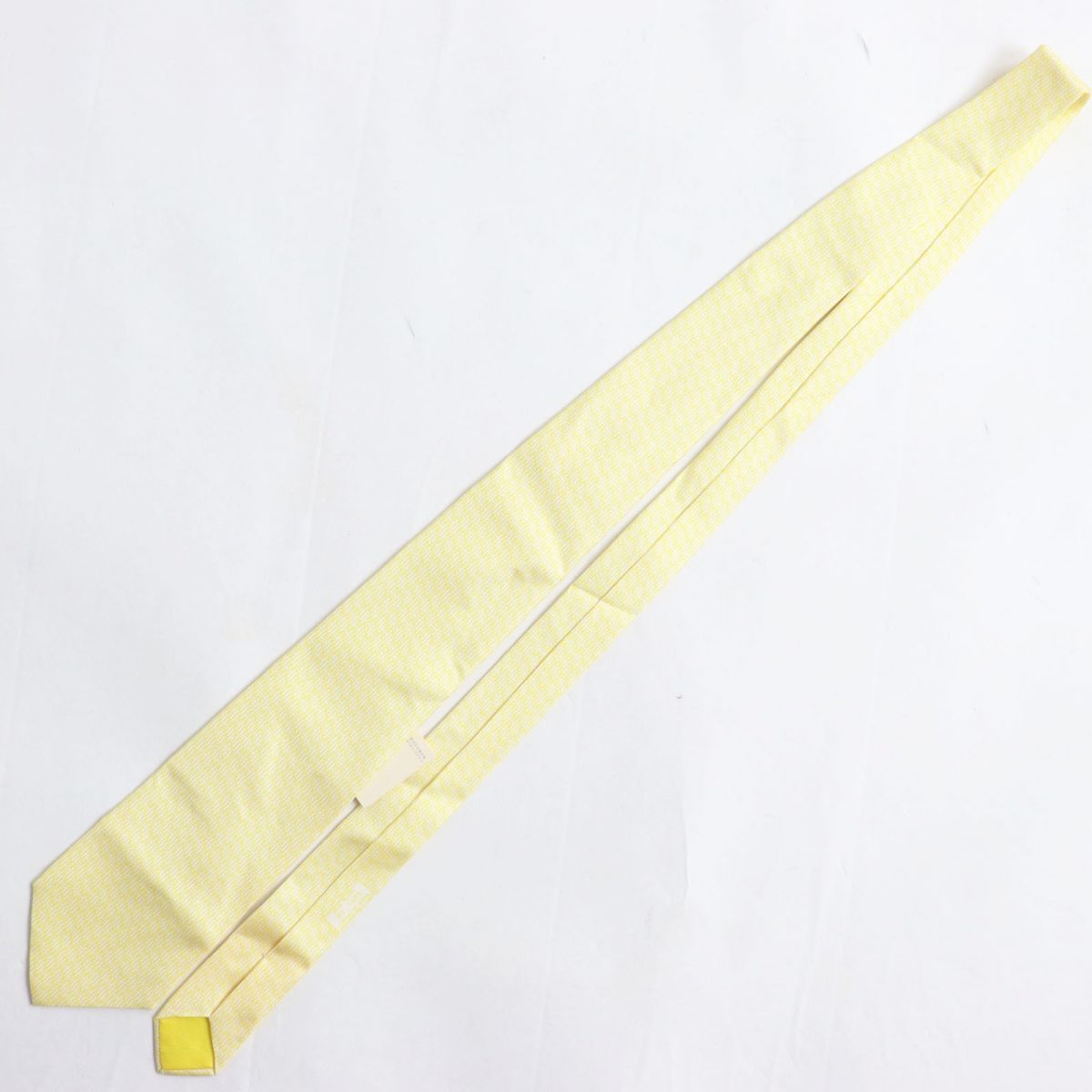 Hermes Silk H Pattern Tie Yellow White