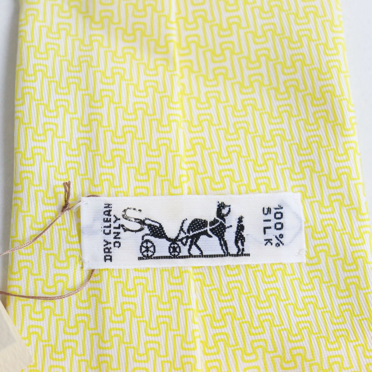 Hermes Silk H Pattern Tie Yellow White