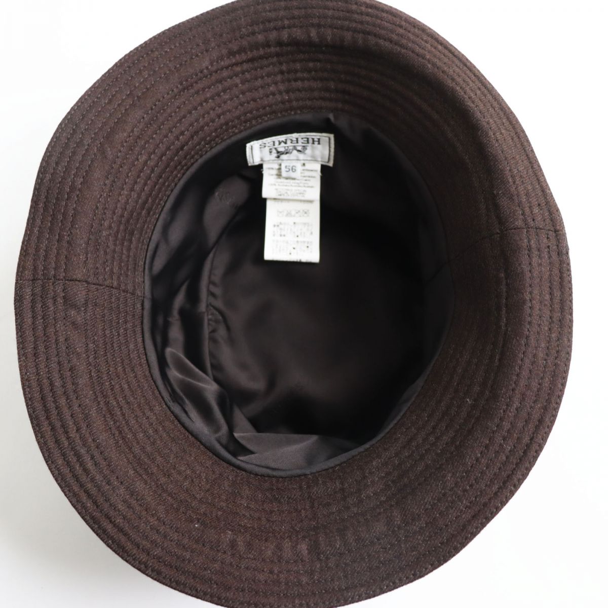 Hermes Wool Kangaroo Leather Hat Brown 56