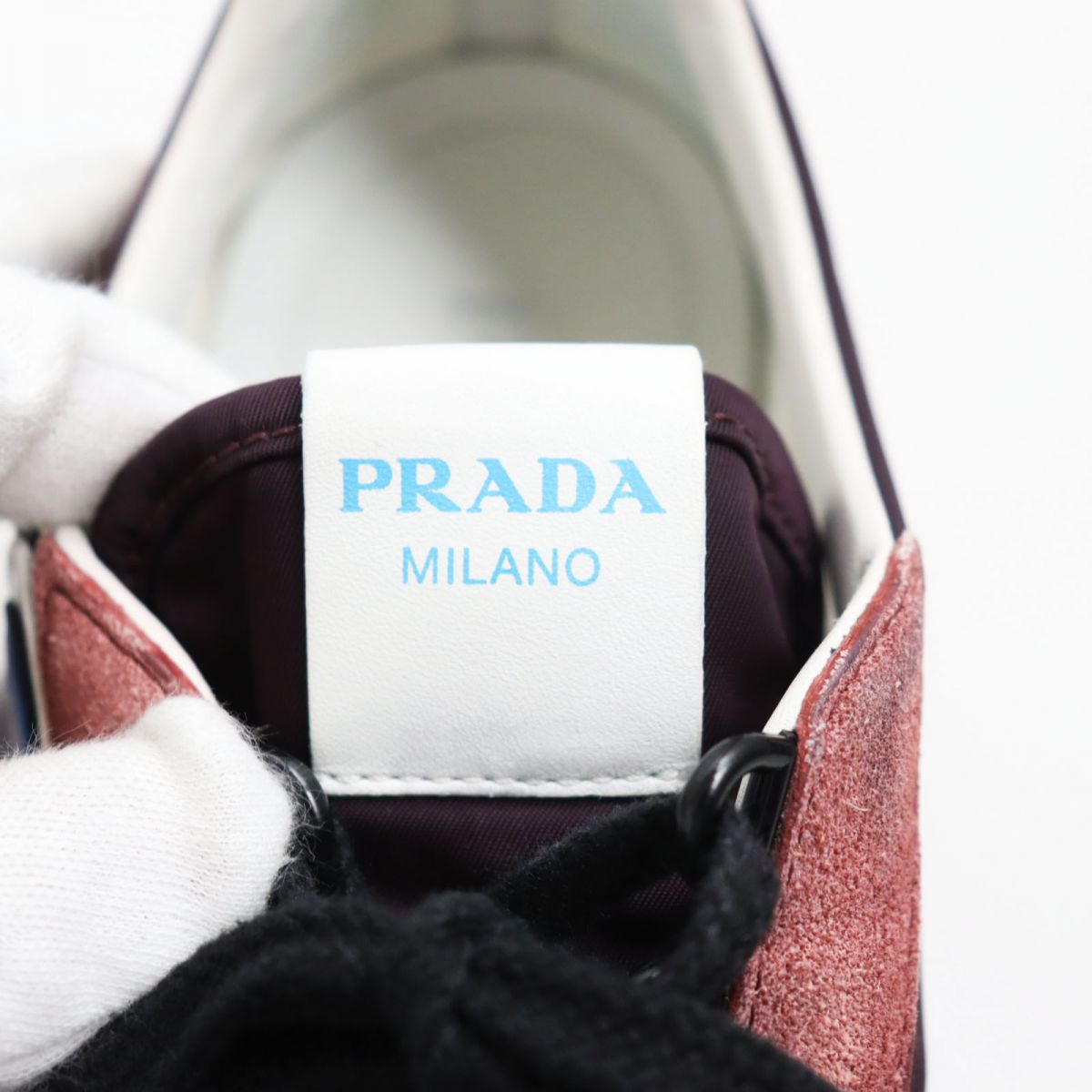 Prada Suede Leather Nylon Low Cut Sneakers 2EG276