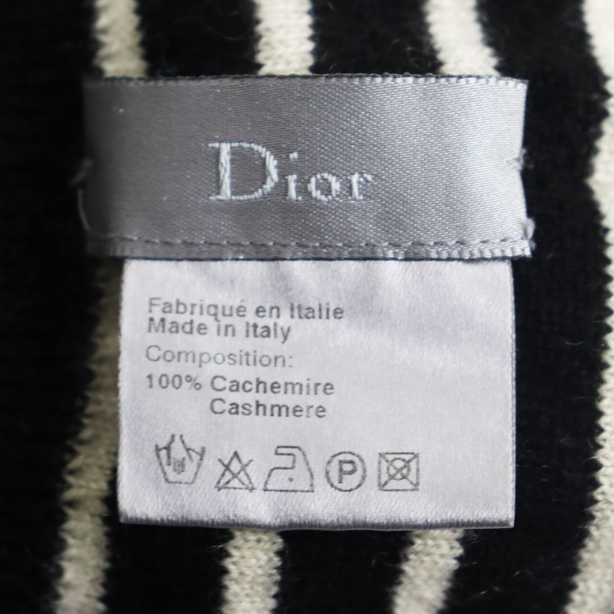 Dior 100% Cashmere Knit Cap Hat Ivory Black