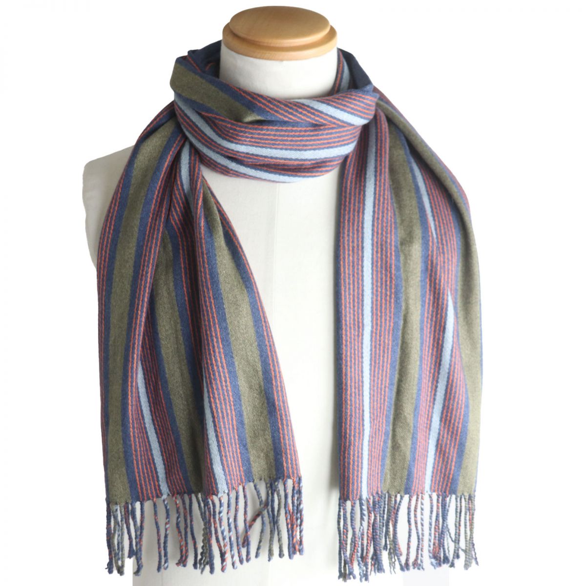 Salvatore Ferragamo Cashmere Silk Stripe Scarf