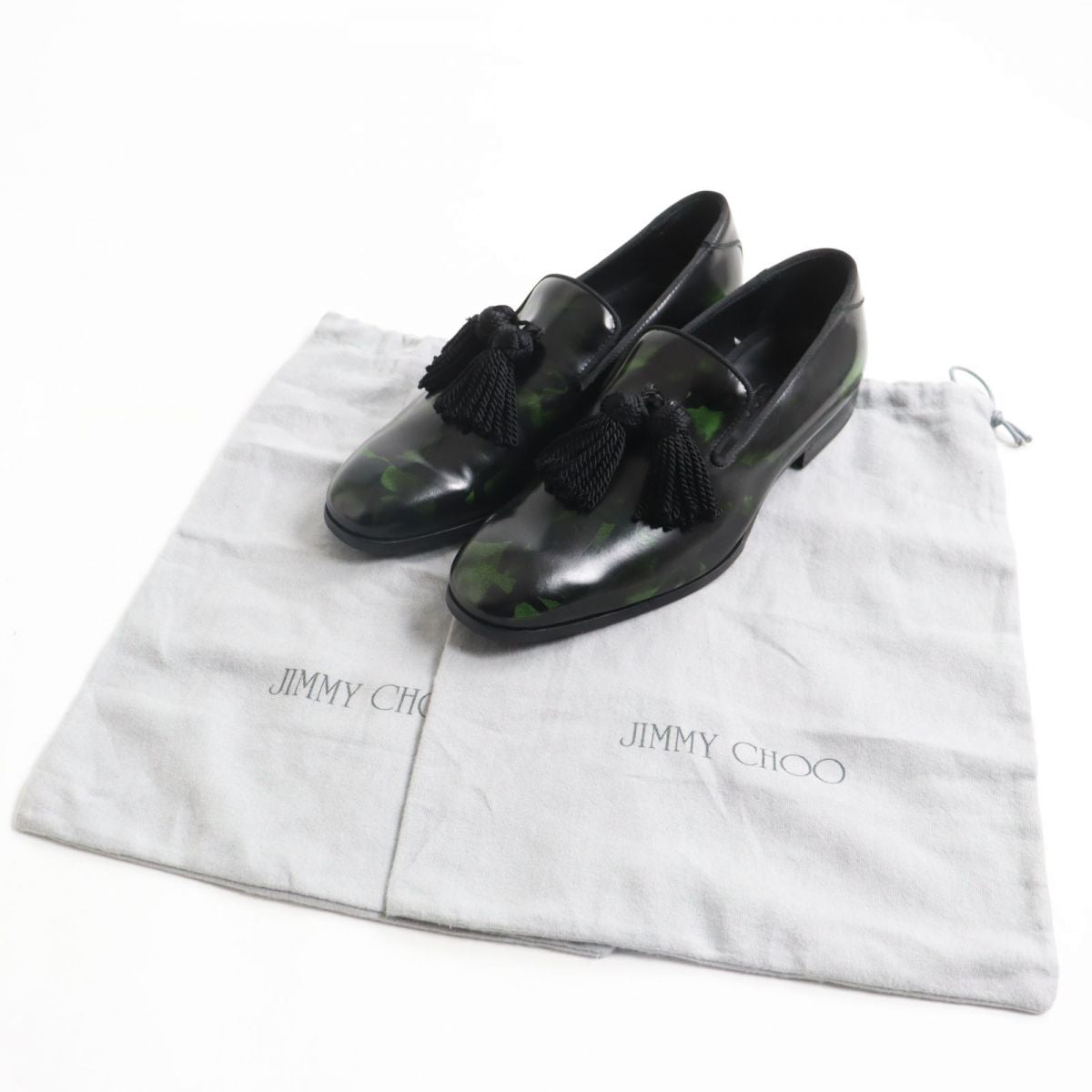 Jimmy Choo FOXLEY Leather Loafers Black Green