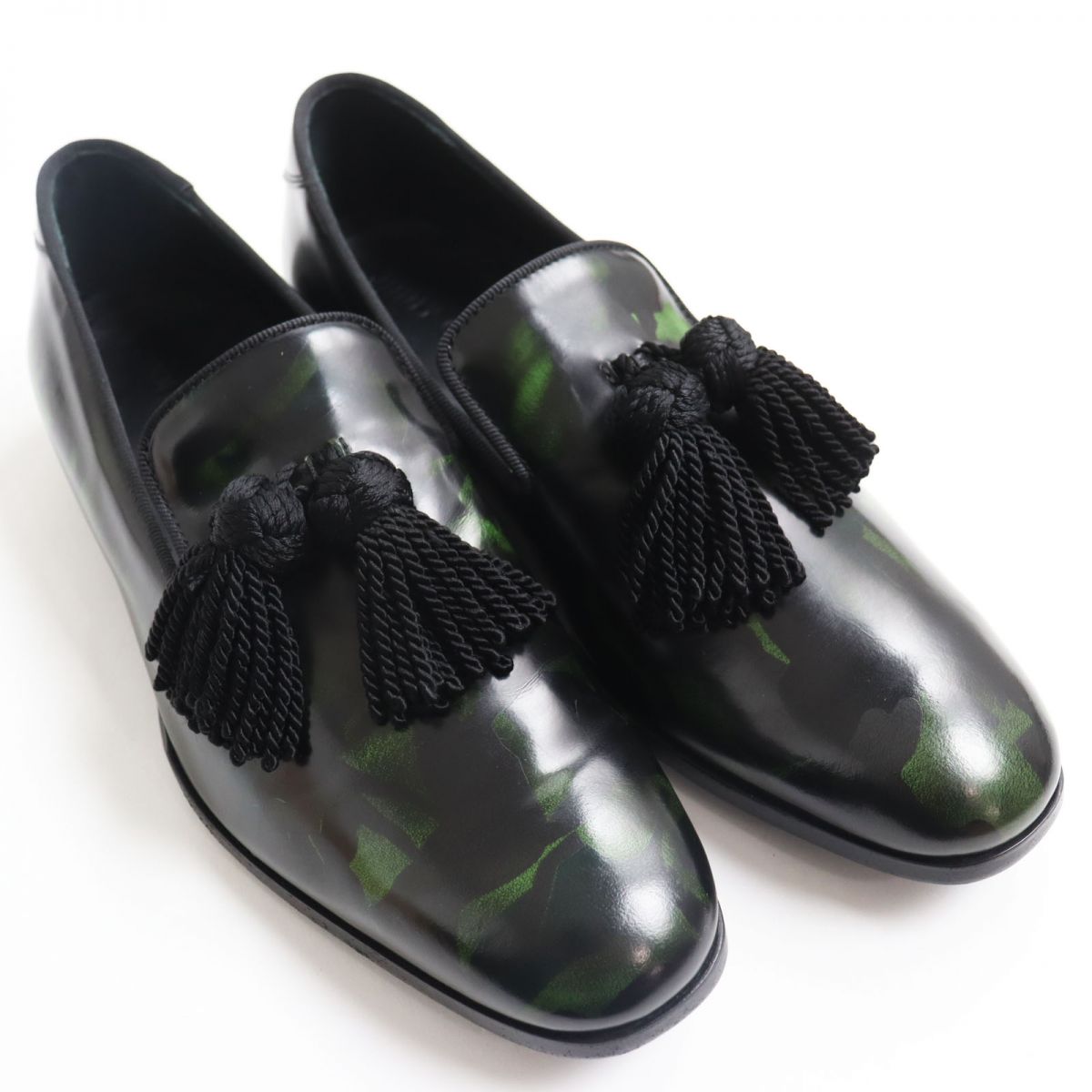 Jimmy Choo FOXLEY Leather Loafers Black Green