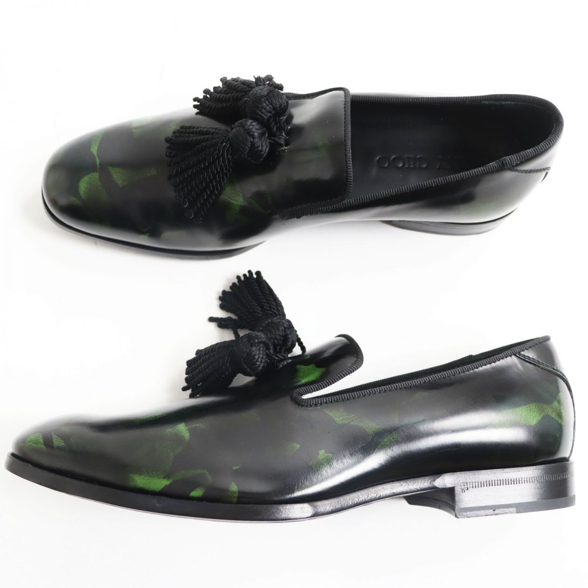 Jimmy Choo FOXLEY Leather Loafers Black Green