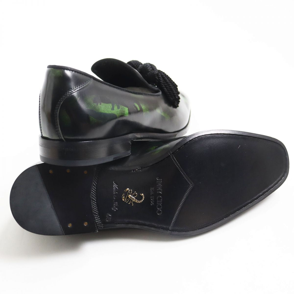 Jimmy Choo FOXLEY Leather Loafers Black Green