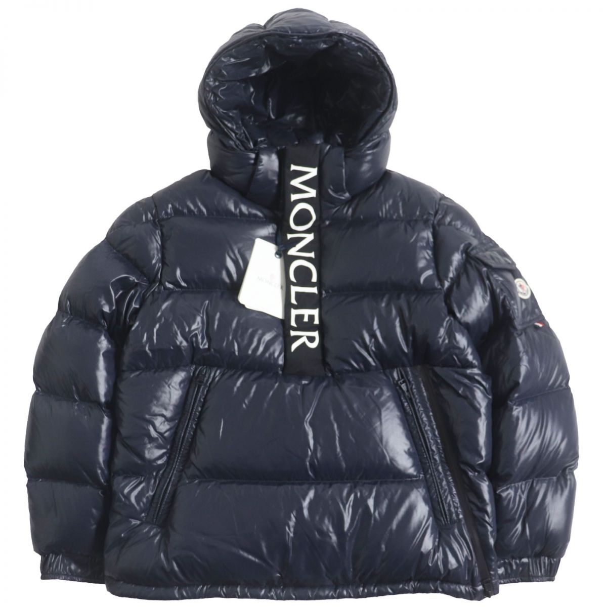 Moncler MAURY Logo Patch Half Zip Hooded Down Jacket