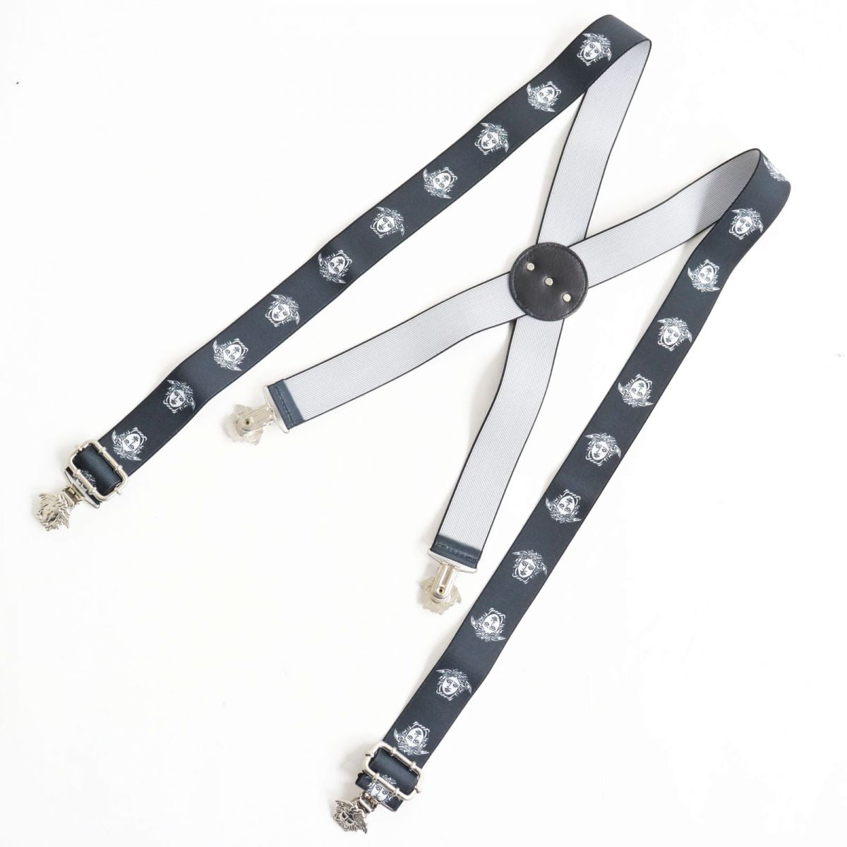 Versace Medusa Motif Suspenders Black Silver