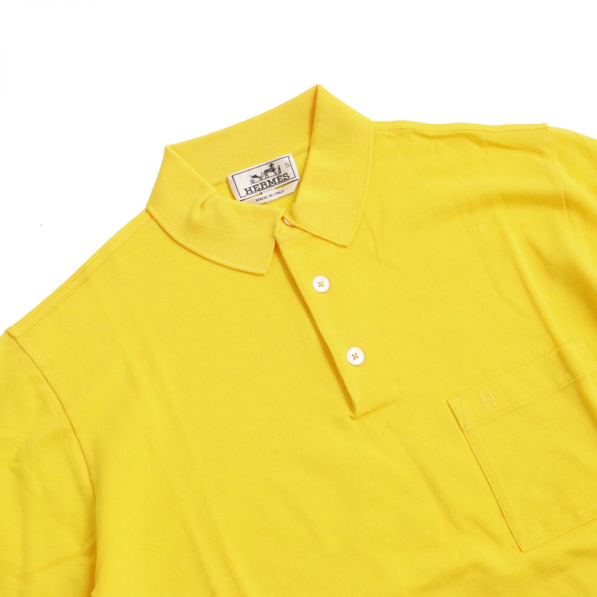 Hermes H Pattern Polo Shirt Yellow M