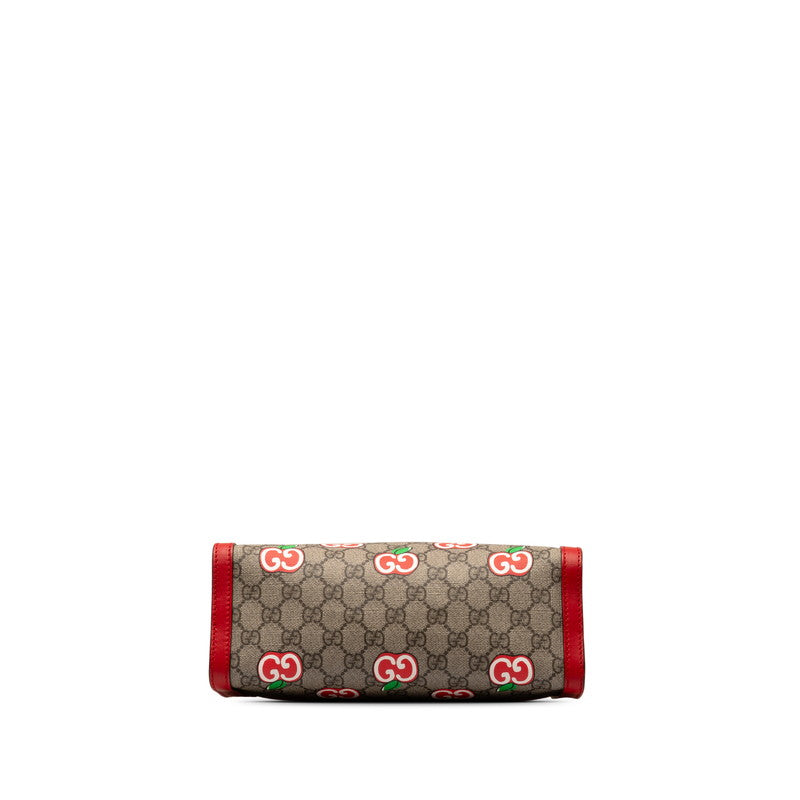 Gucci Apple Padlock Shoulder Bag Beige Red PVC Leather