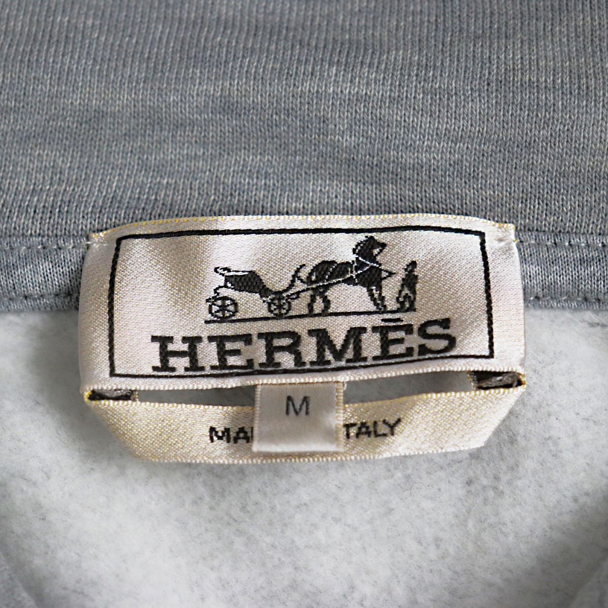 Hermes Lamb Leather Patch Hoodie Gray M