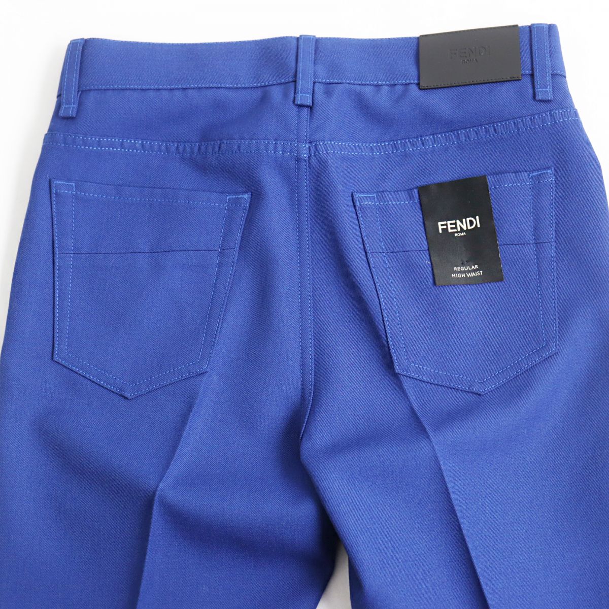 Fendi Leather Logo Patch High Waist Pants