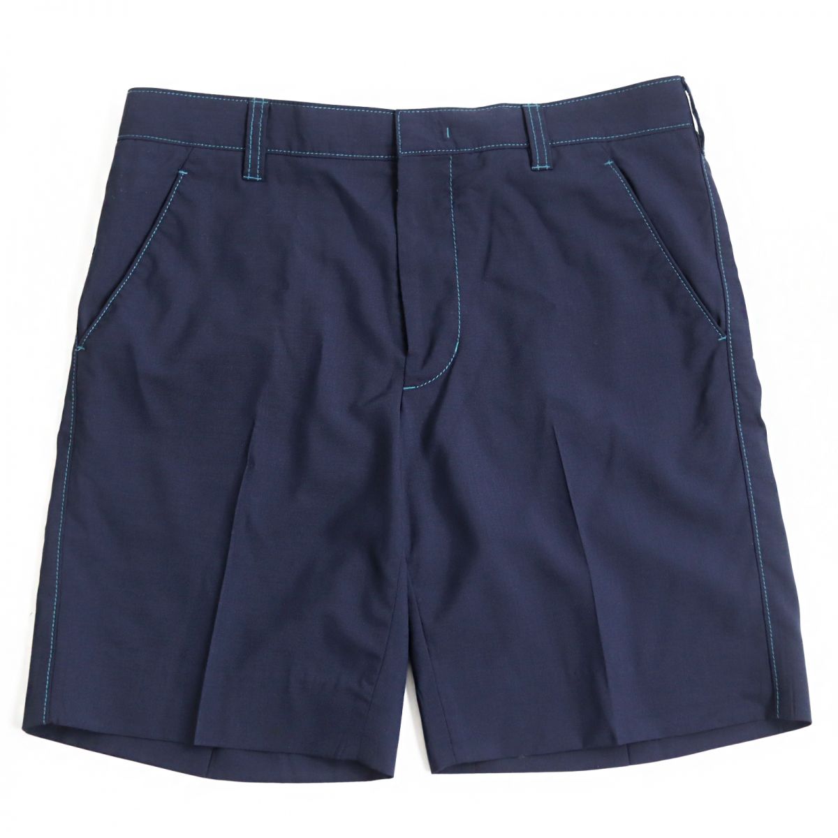 Prada Virgin Wool Stitched Shorts Navy