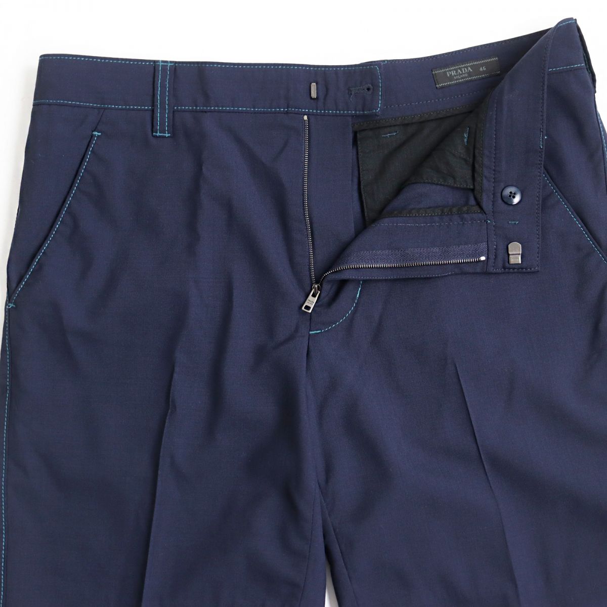 Prada Virgin Wool Stitched Shorts Navy