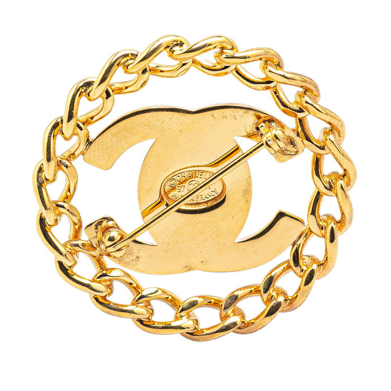 Chanel Vintage Round Chain Coco Mark Brooch Gold