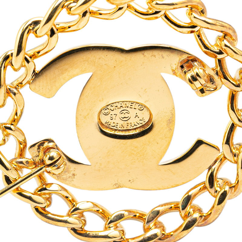 Chanel Vintage Round Chain Coco Mark Brooch Gold