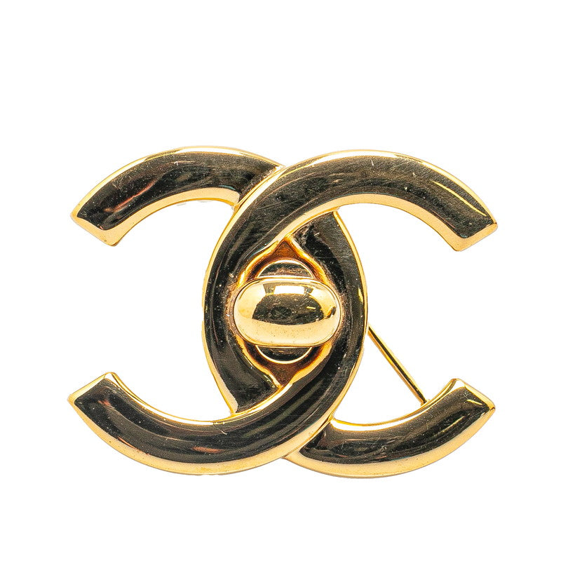 Chanel Coco Mark Turnlock Brooch Gold