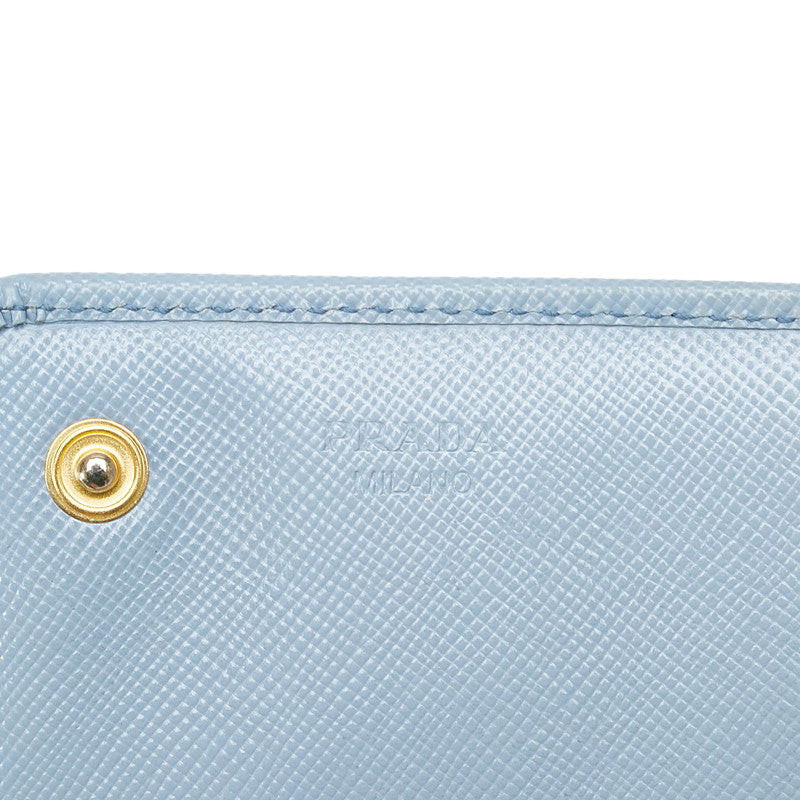 Prada Saffiano Leather Long Wallet Light Blue in Very Good Condition