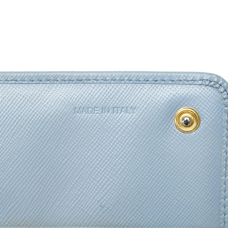 Prada Saffiano Leather Long Wallet Light Blue in Very Good Condition