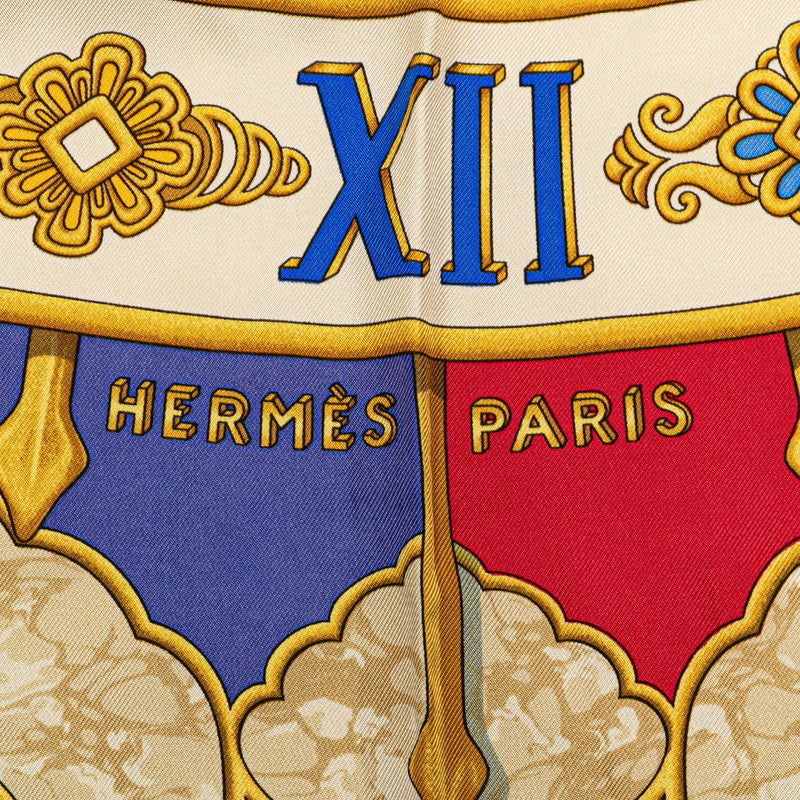 Hermes Silk Scarf Carpe Diem Blue Gold