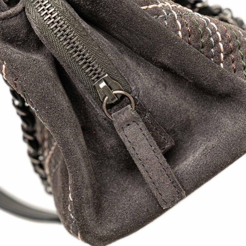 Chanel Suede Leather Wild Stitch Coco Mark Chain Shoulder Bag