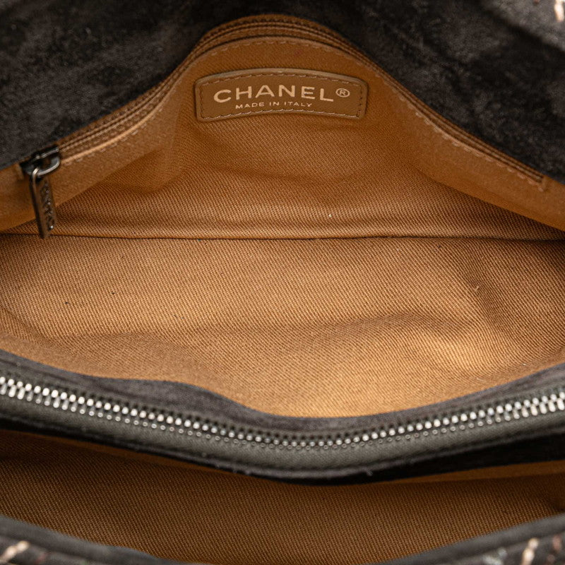 Chanel Suede Leather Wild Stitch Coco Mark Chain Shoulder Bag