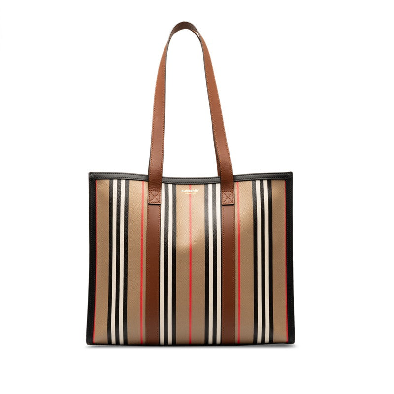 Burberry Stripe PVC Leather Tote Bag 80730571 in Great Condition