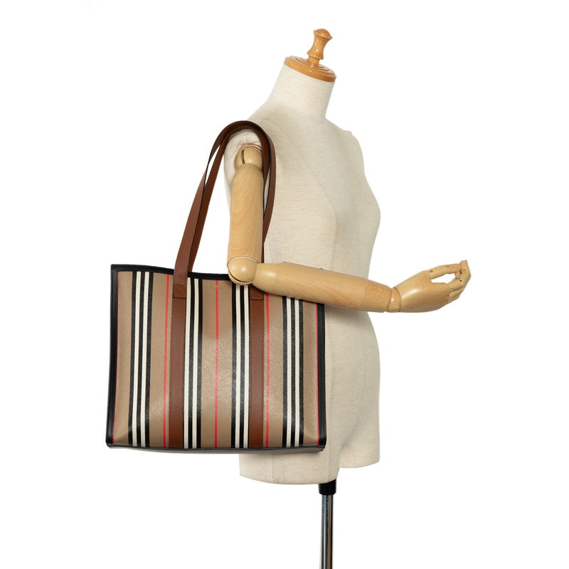 Burberry Stripe PVC Leather Tote Bag 80730571 in Great Condition