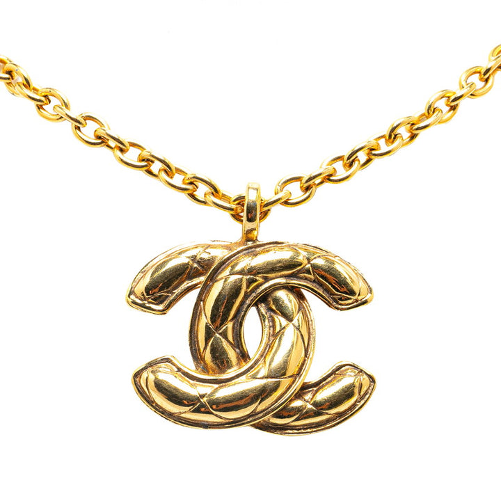 Chanel Coco Mark Matelasse Gold Plated Necklace