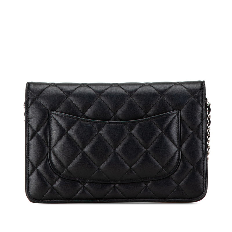 Chanel Matelasse Chain Wallet Shoulder Bag Black