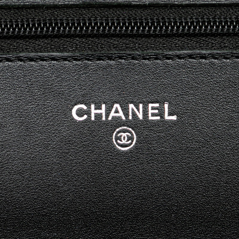 Chanel Matelasse Chain Wallet Shoulder Bag Black