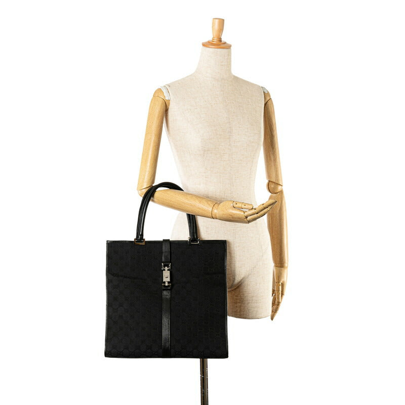 Gucci Canvas Leather Jackie Handbag Black