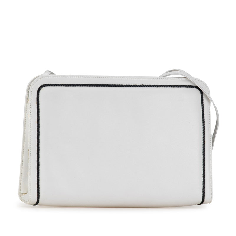 Salvatore Ferragamo Leather Shoulder Bag Crossbody White Black in Very Good Condition