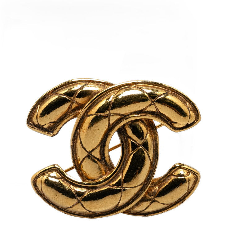 Chanel Coco Mark Matelasse Brooch Gold Plated