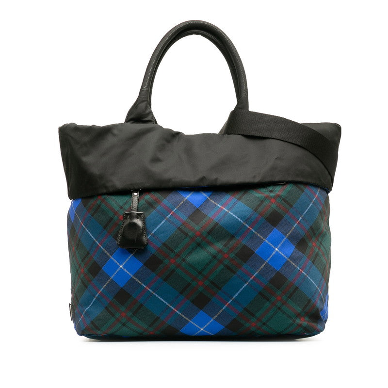 Prada Nylon Tartan Check Reversible 2WAY Handbag Shoulder Bag