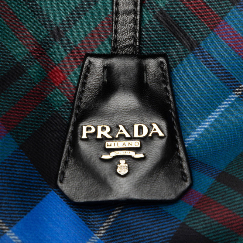 Prada Nylon Tartan Check Reversible 2WAY Handbag Shoulder Bag